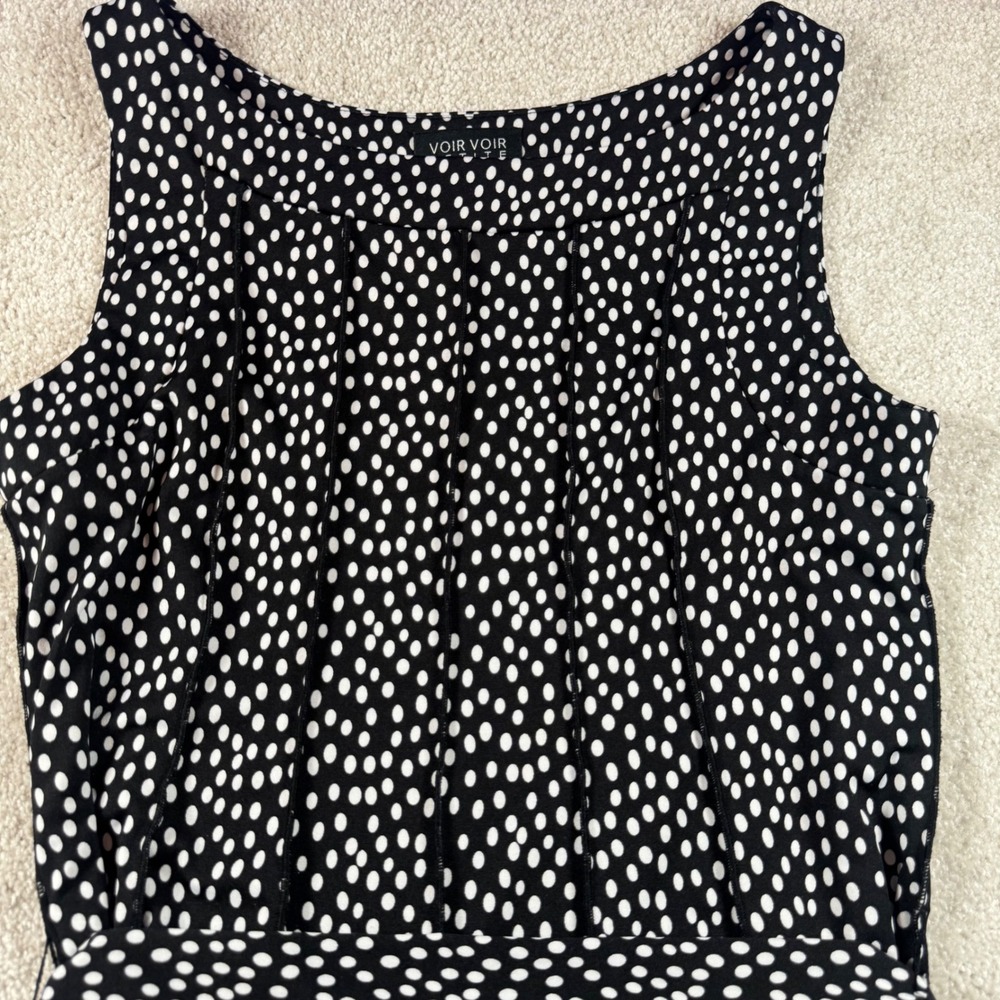 Voir Voir Petite Womens 10P Black White Polka Dot Sleeveless Fit Flareā Dress